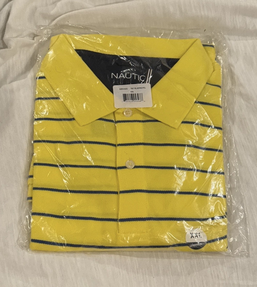 NEW Nautica Mens polo ShirT classic Fit size XXL NEW IN A SEALED BAG. Yellow