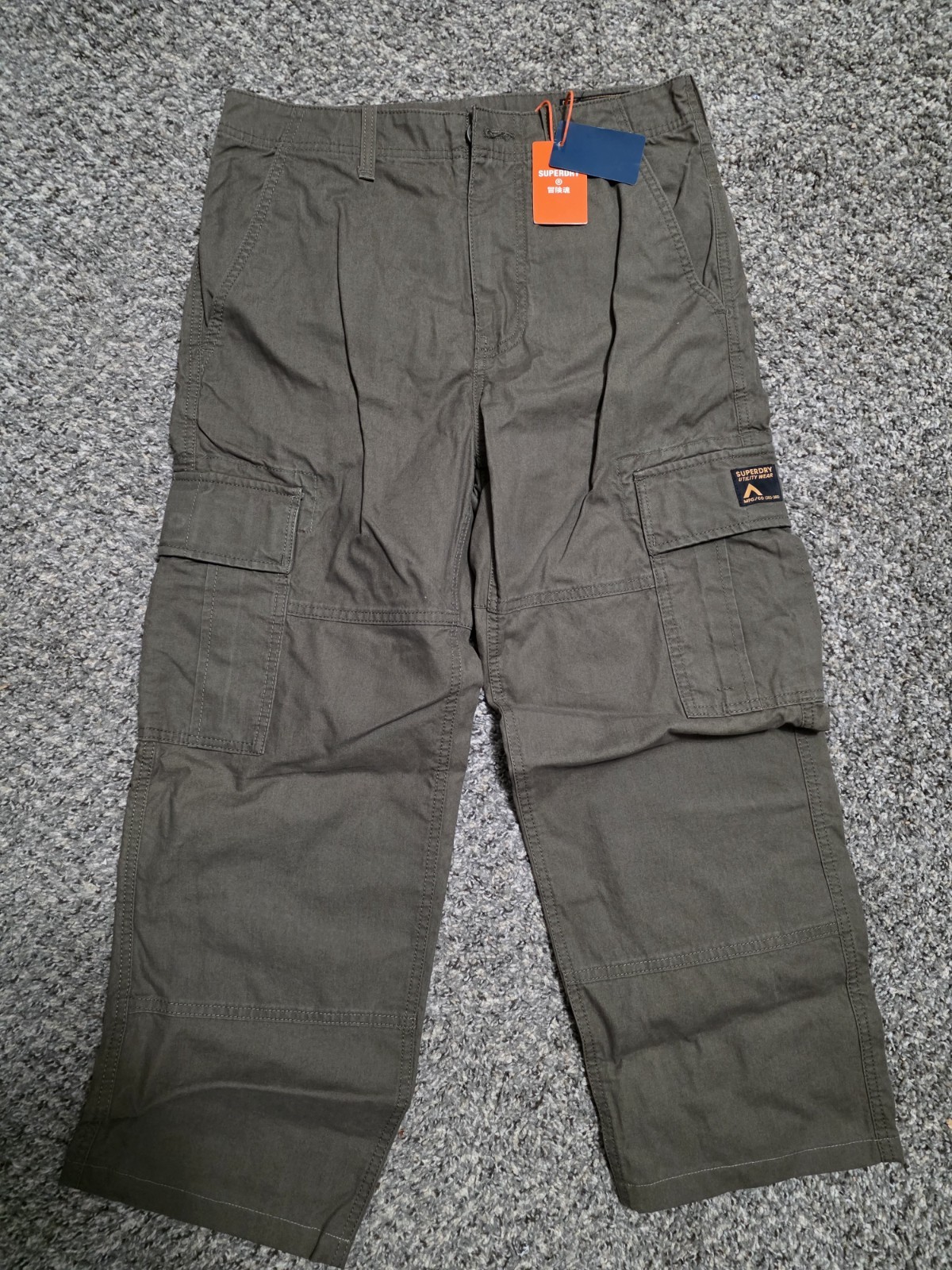 SuperDry Baggy Cargo Pants 30” M7010882A Olive Drab Green Utility Wear