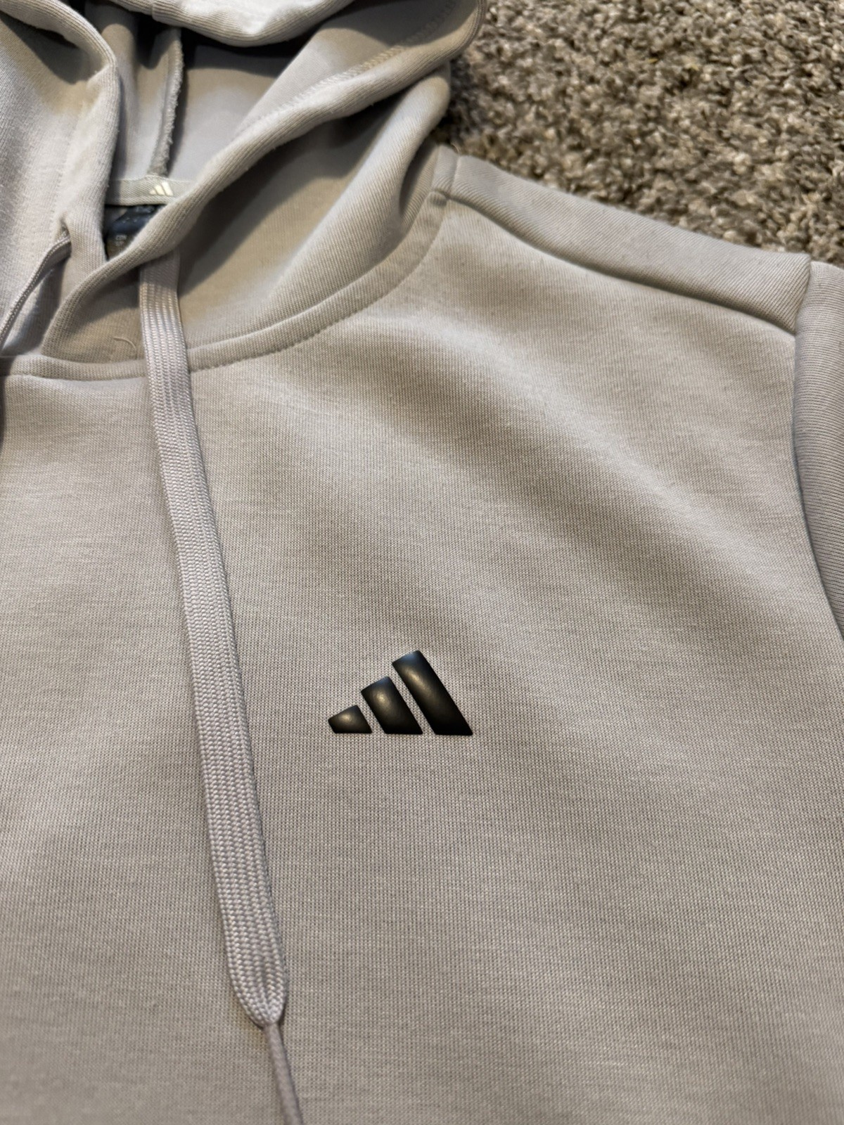 Adidas Men Essentials Gray Fleece Hoodie Size Small