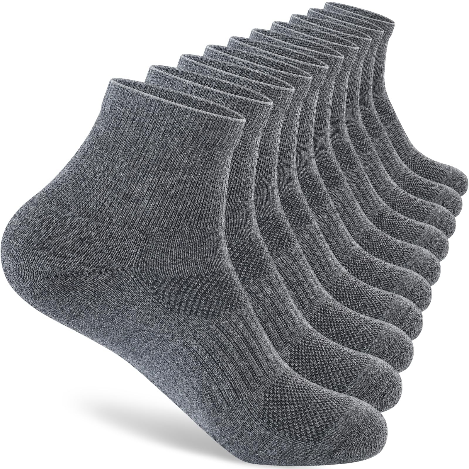 Mens 100% Cotton Cushioned Ankle Socks, Moisture Wicking Breathable Athletic …