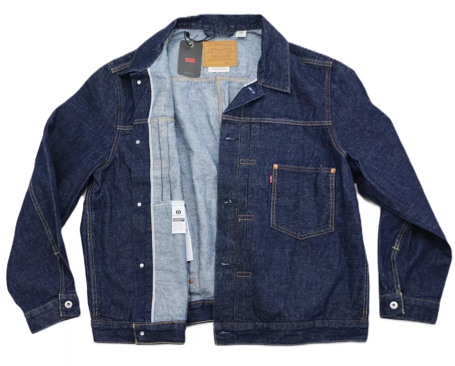 Levi’s Premium Type I Denim Jacket Selvedge Trucker Men’s Sizes XS-XXL Dark Wash