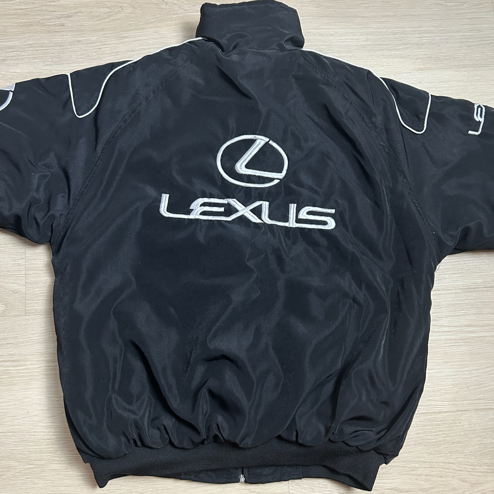 Vintage Lexus Racing Jacket Mens Large L Black Embroidered Bomber Car Club Promo
