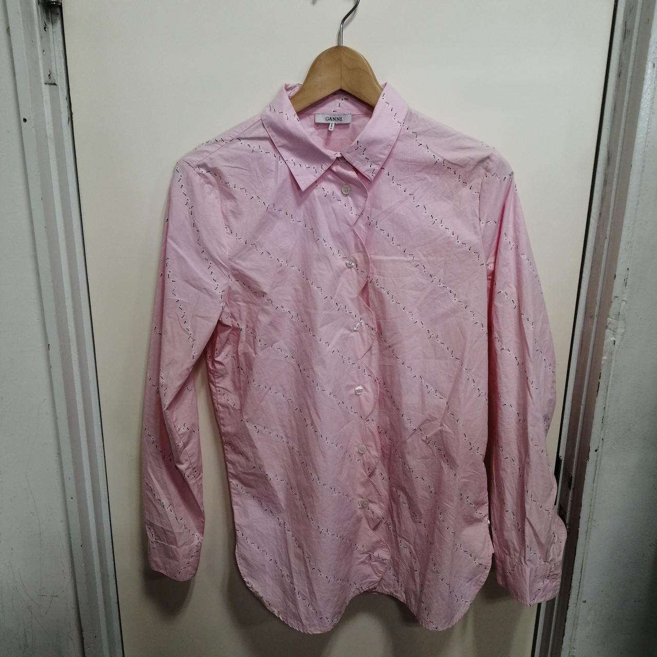 GANNI Pink Daisy Cotton Long Sleeve Shirt Women’s Size 36 UK 8