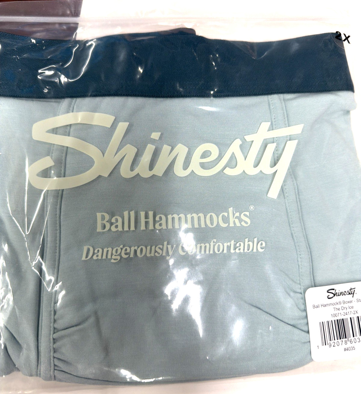 Shinesty Men’s The Dry Ice Muted Steel Blue Ball Hammock Pouch Boxer Briefs 2XL