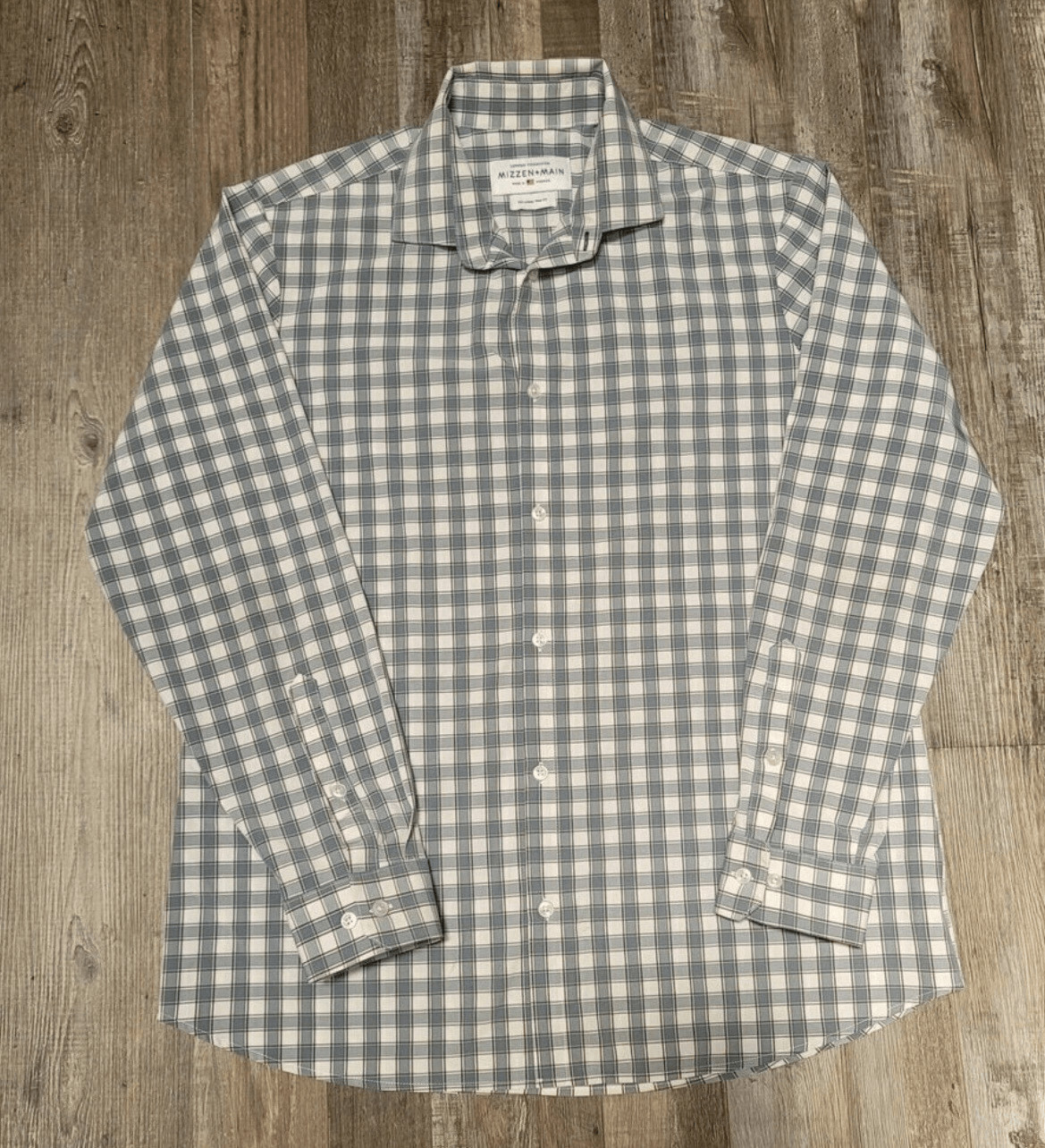 Mizzen + Main Leeward Collection Men’s 2XL XXL Trim Fit White Green Plaid