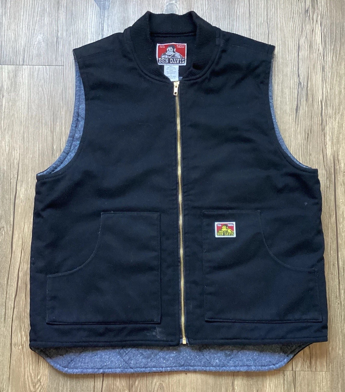 BEN DAVIS MEN’S LINED VEST WORKWEAR LARGE BLACK