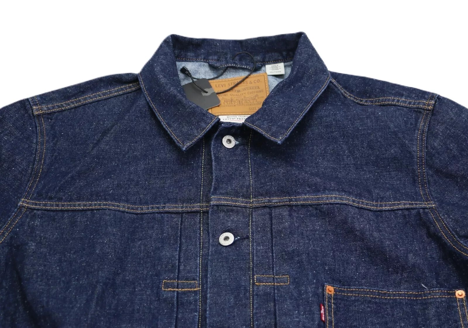 Levi’s Premium Type I Denim Jacket Selvedge Trucker Men’s Sizes XS-XXL Dark Wash