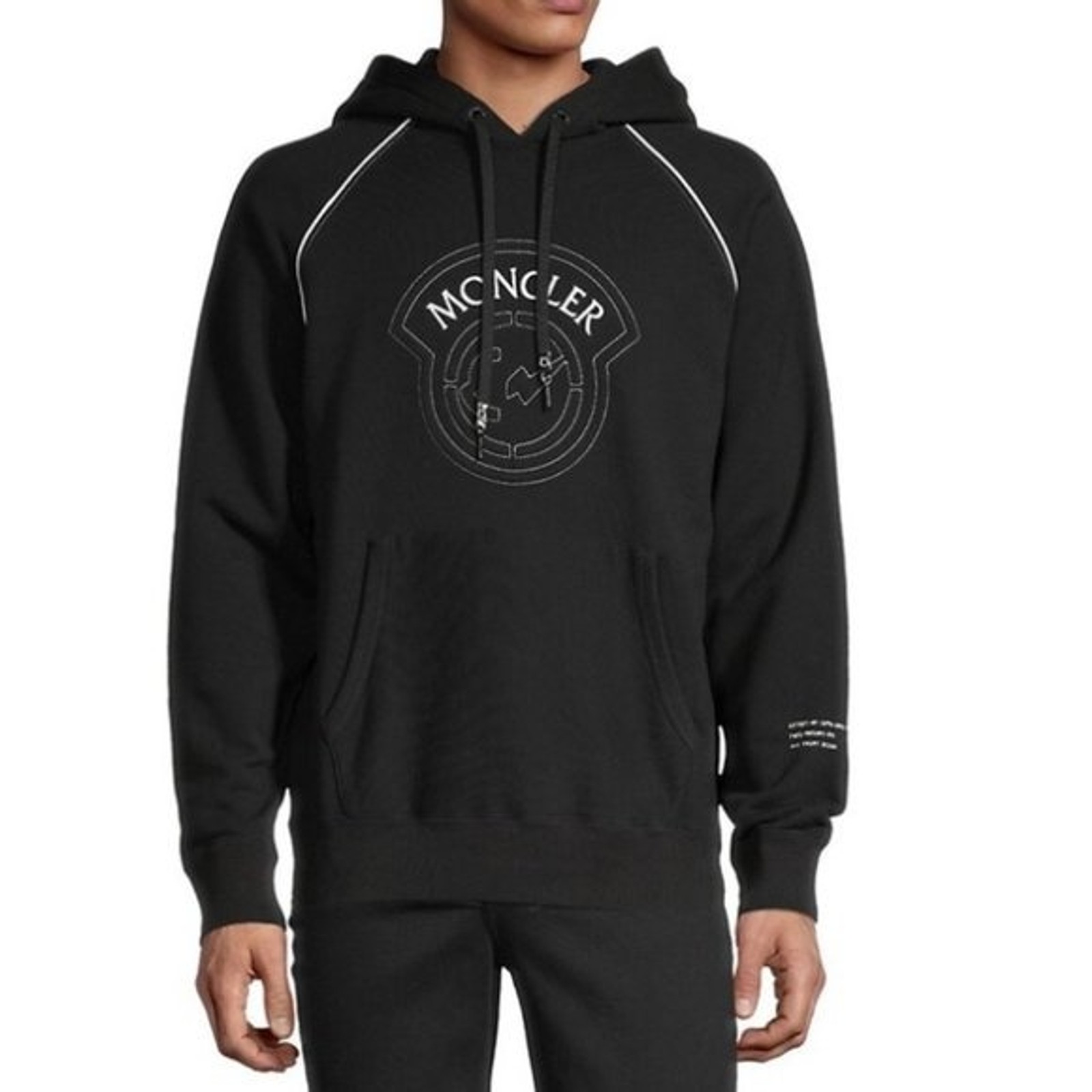 NWT Men’s Moncler Maglia Cappuccio Logo Black Hoodie Sweatshirt, Size XS $1,000