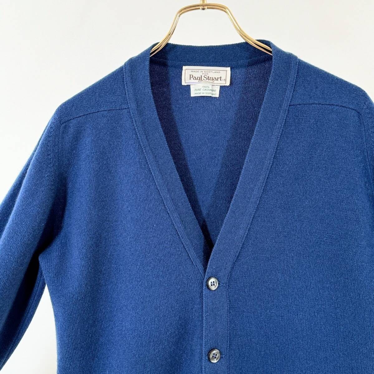 Vintage 1980′-90’s Paul Stuart Ballantyne Cashmere Cardigan Size M Blue Gray