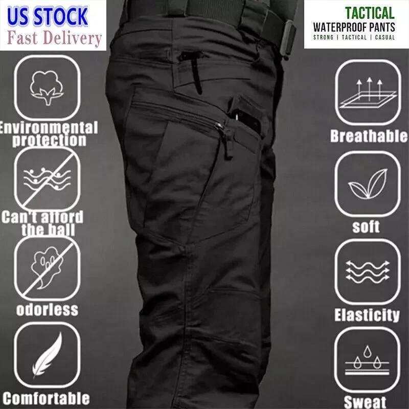 US Men Tactical Cargo Pants Soldier Straight-fit Work Combat Trousers Outdoor AA
