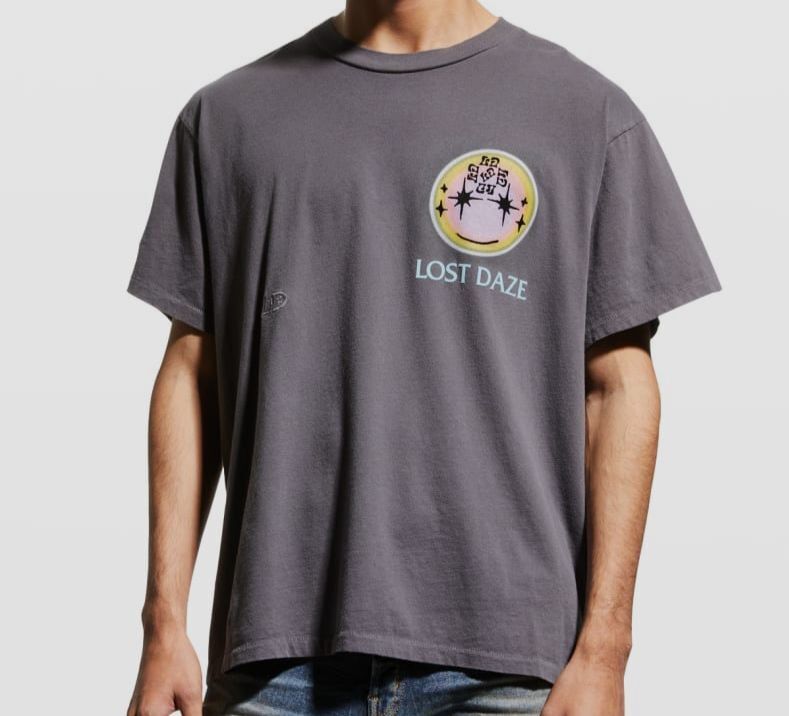 $300 Lost Daze Men’s Black Small Smiley Logo Graphic T-Shirt Size M