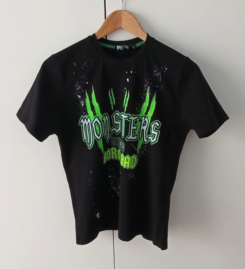 Monsters Mens Womens S T Shirt Black Green Print Italian Cartoon Graphic Tee VGC