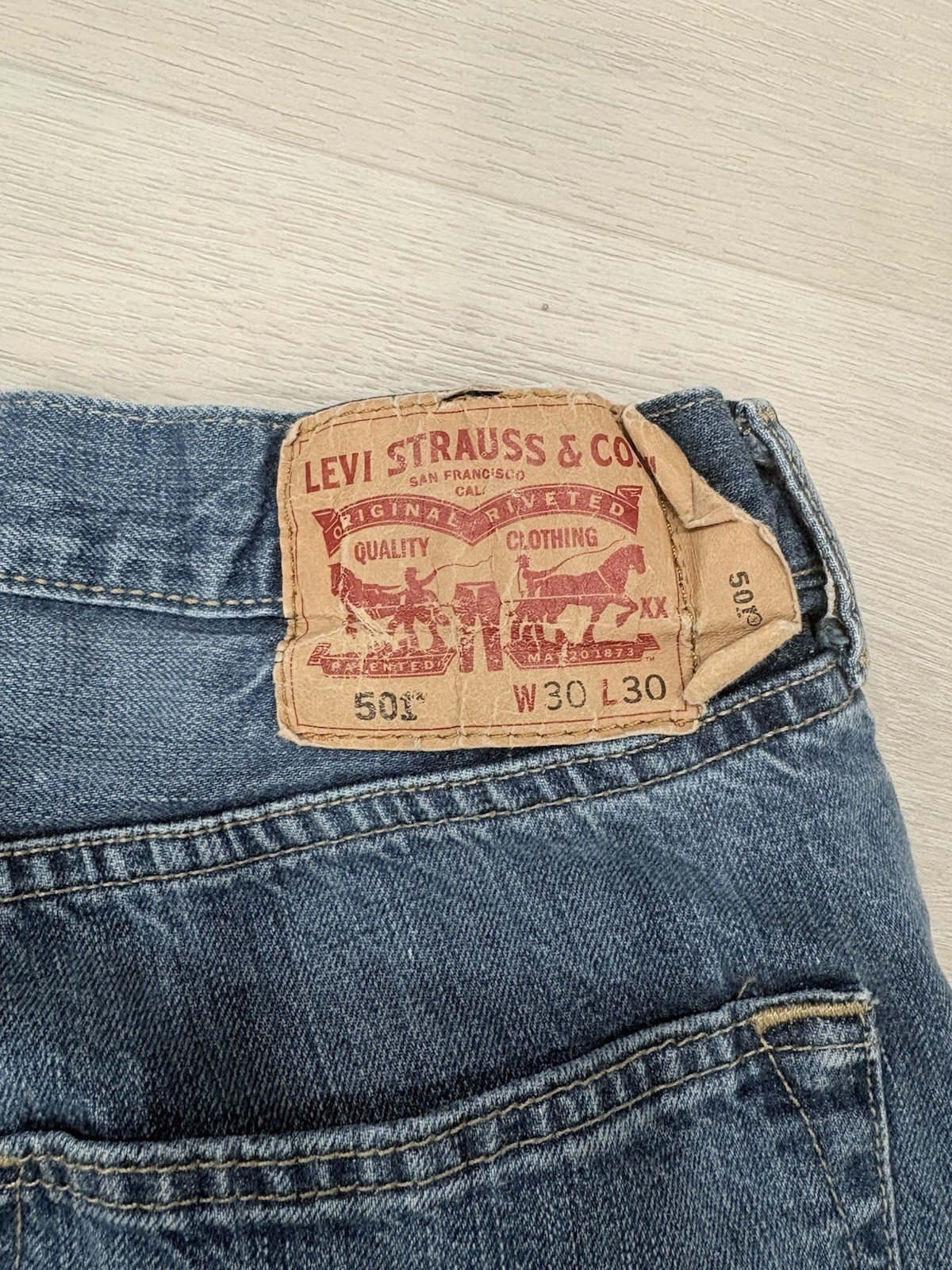 Levi’s 501 Jeans W30 L30 Blue Button Fly Straight Leg Denim Medium Wash Blue