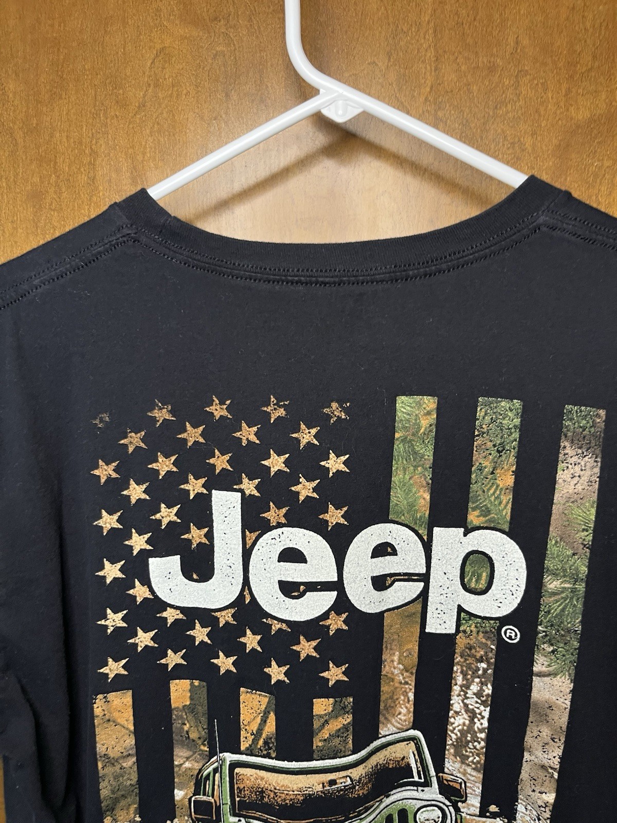 Jedco Jeep Wrangler Graphic Tee With Flag Short Sleeve T-Shirt Mens Size Large