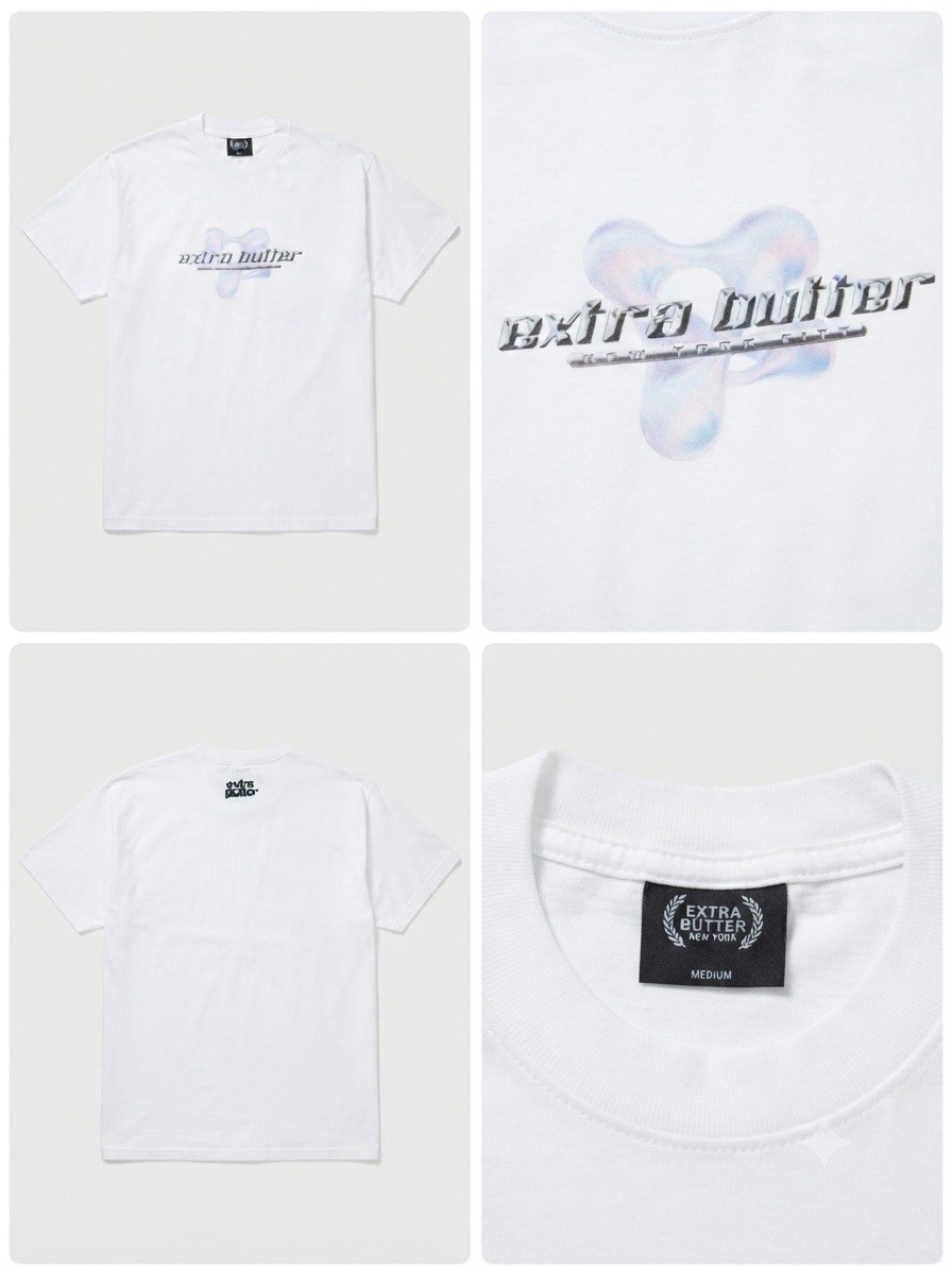 Extra Butter New York City Metallic/Holographic Logo T-Shirt White – Sz M – NWT