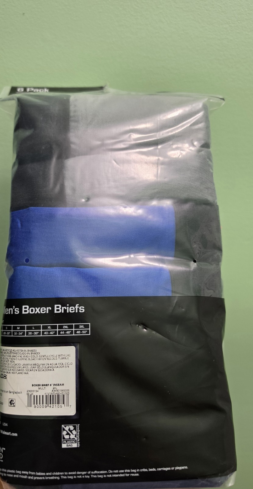 6-Pack ATHLETIC WORKS Men’s 2XL Boxer Briefs Performance Stretch 6” Inseam