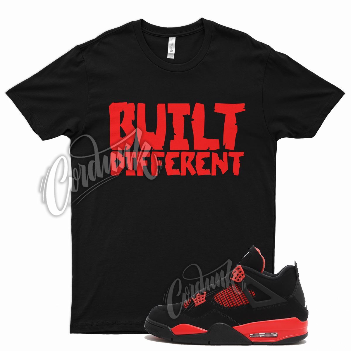 Black BUILT T Shirt for Air J1 4 Red Thunder Gym Varsity Iconic 1 14