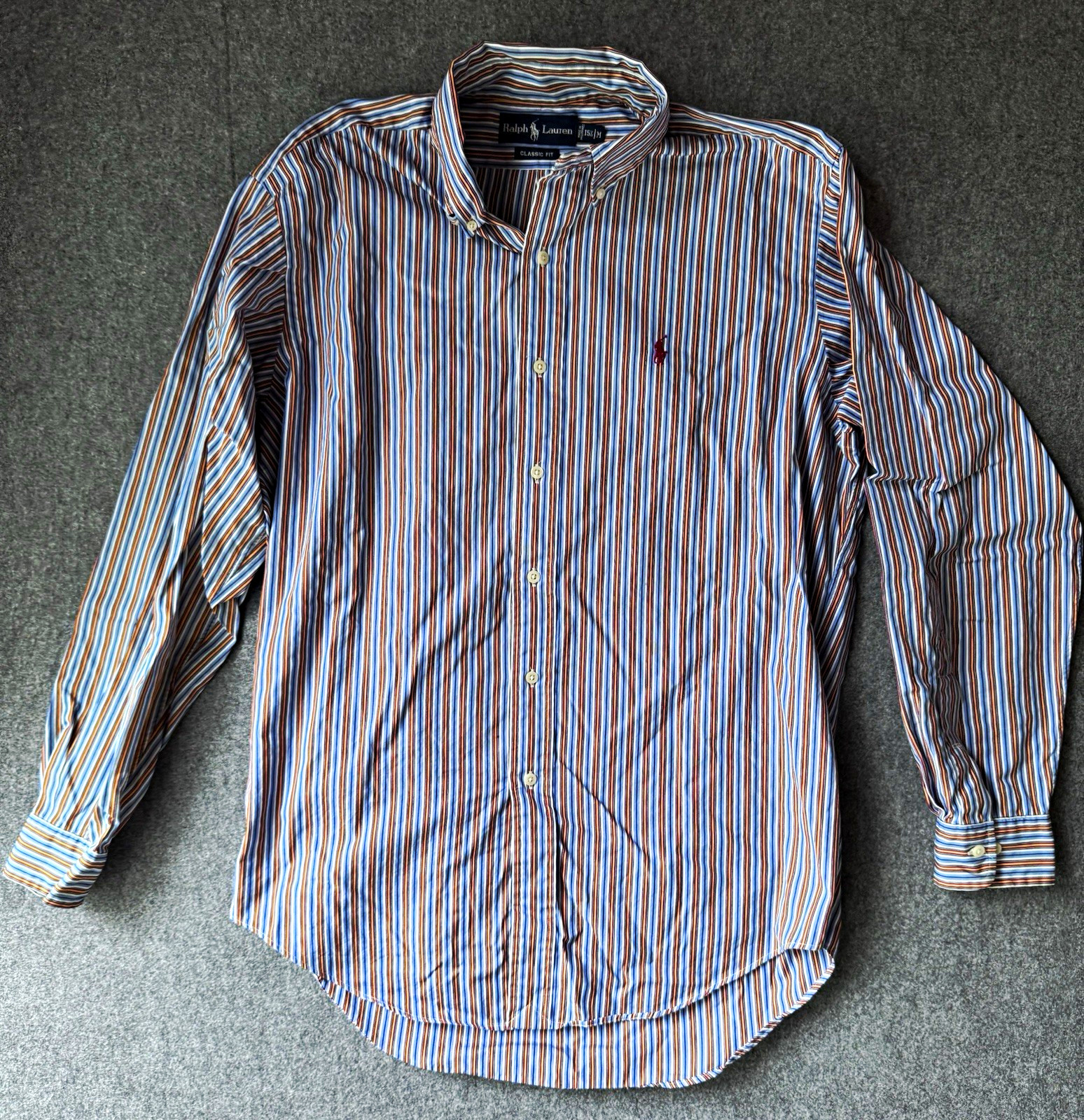 Polo Ralph Lauren Classic Fit Striped Button-Down Cotton Dress Shirt 15 1/2 M
