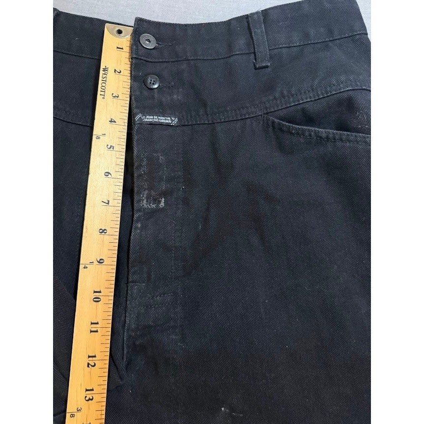 Vintage Marithe Francois Girbaud Wide Leg Cropped Jeans Raw Hem Black Mens 36X25