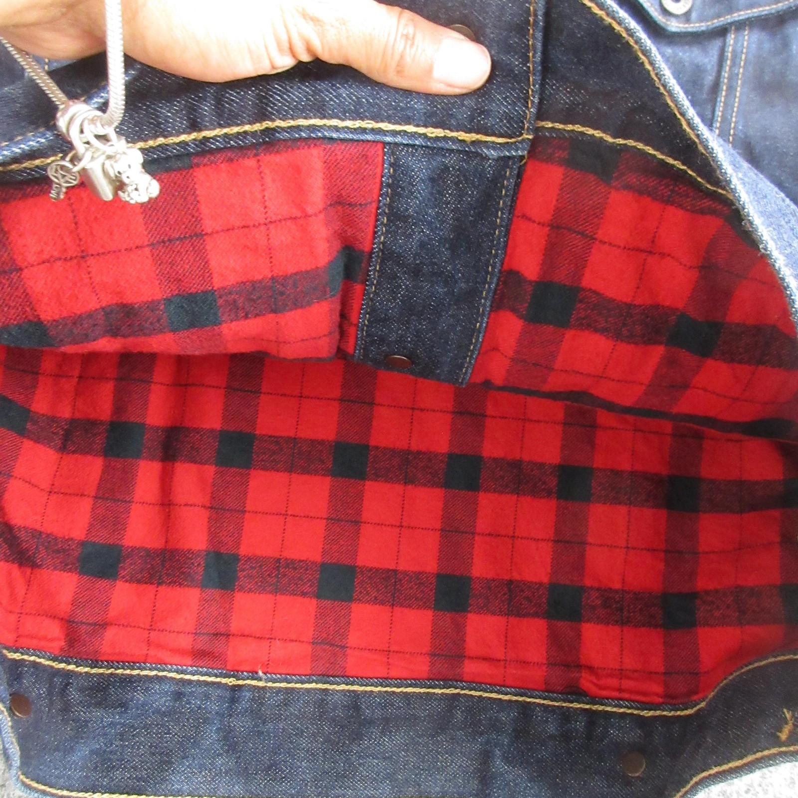 Filson Jacket Mens Small Blue Denim Lined Workwear Buffalo Plaid USA Made