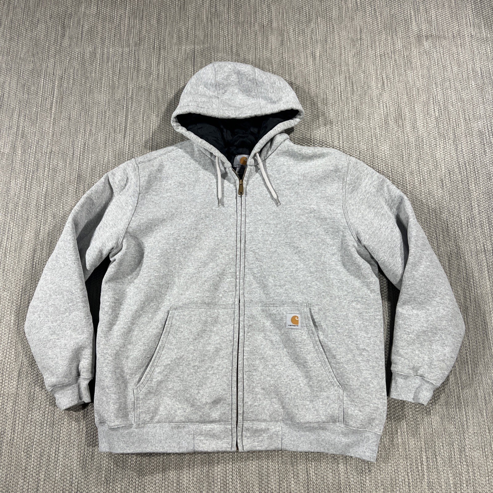Carhartt Hoodie Men’s XL Gray Cotton Quilted Lined Cold Weather Full Zip Up