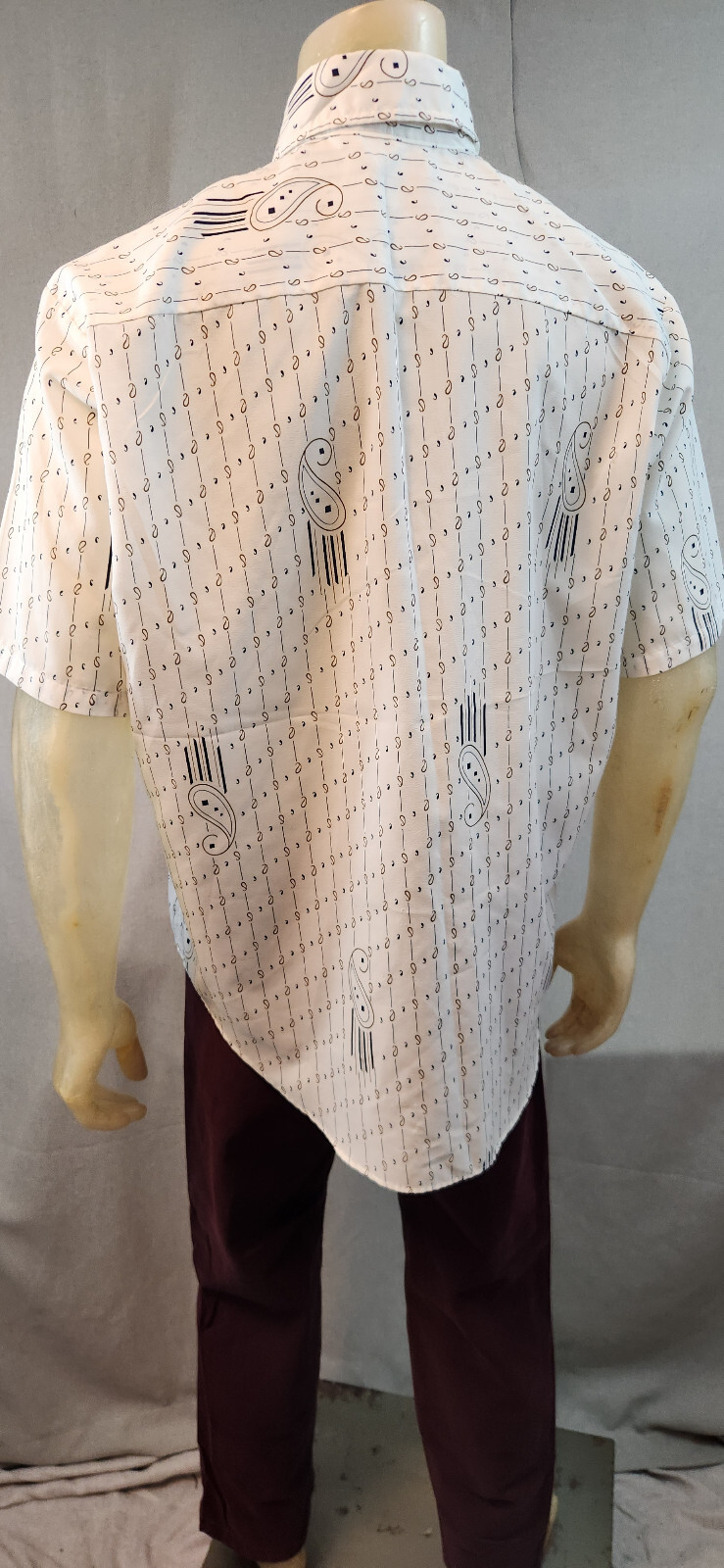 Vintage Manhattan Crepe LARGE 17 Collared Short Slv Button Down Shirt Top USED