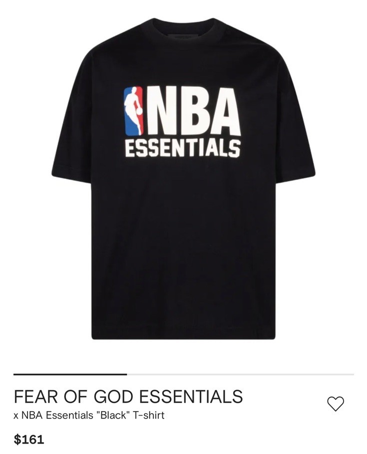 Fear of God ESSENTIALS x NBA Black Graphic Logo Tee Men’s M Crew Neck