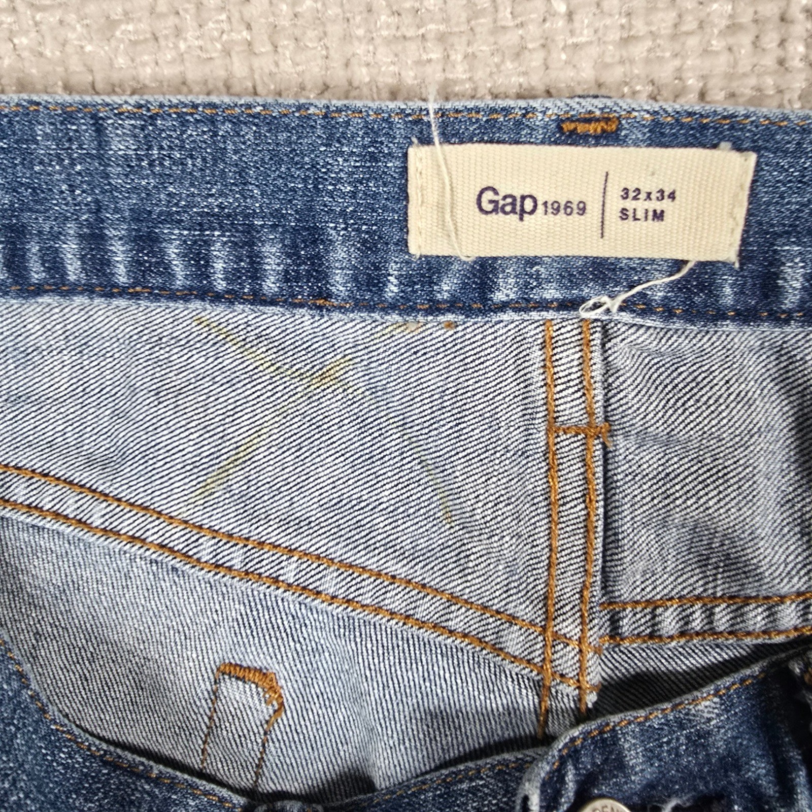 Gap 1969 Slim Fit Mens Blue Denim Jeans 32×34 Medium Wash RN54023