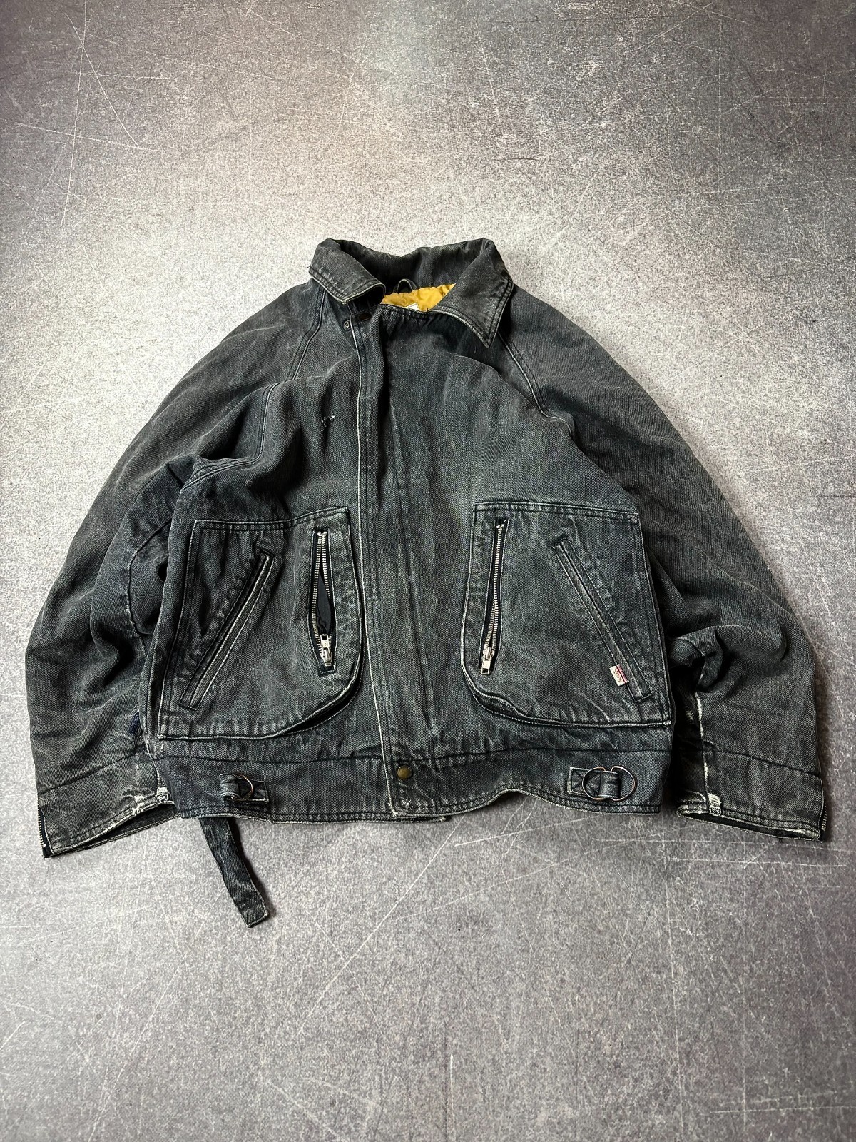 VINTAGE VERY RARE RICK OWENS STYLE! CARGO WASHED LEVIS ZIPPER DENIM BOMBER