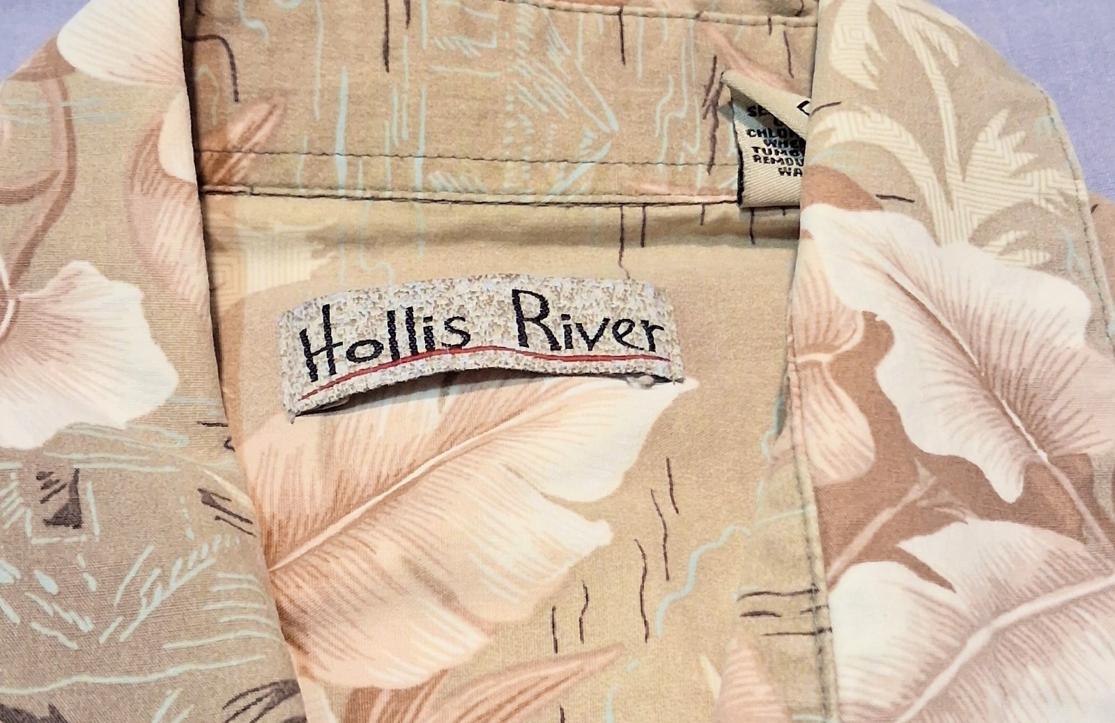 MENS VINTAGE HOLLIS RIVER LOT OF 2 PALM TREE HAWIIAN BUTTON UP SHIRTS LARGE EUC