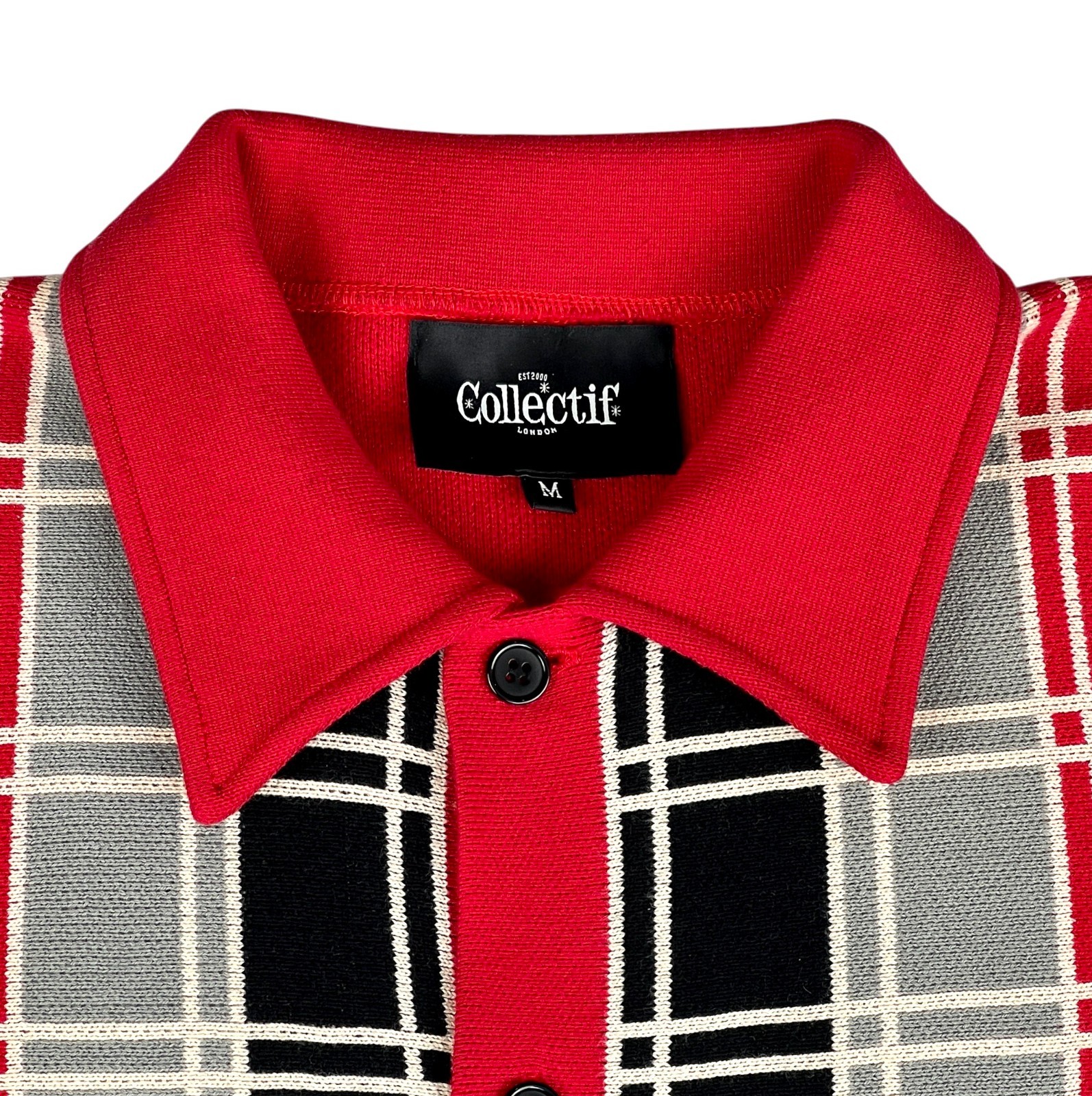 Collectif LUCA CHECK 50s Short Sleeve Kurzarm Button-Up Men’s Cardigan Sz M $87