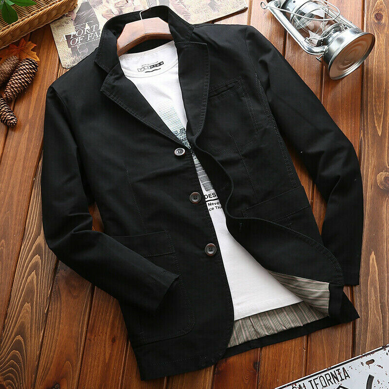 Mens Cotton Slim Business V Neck Coats Blazer Plus Sz Jackets Formal Outwear new
