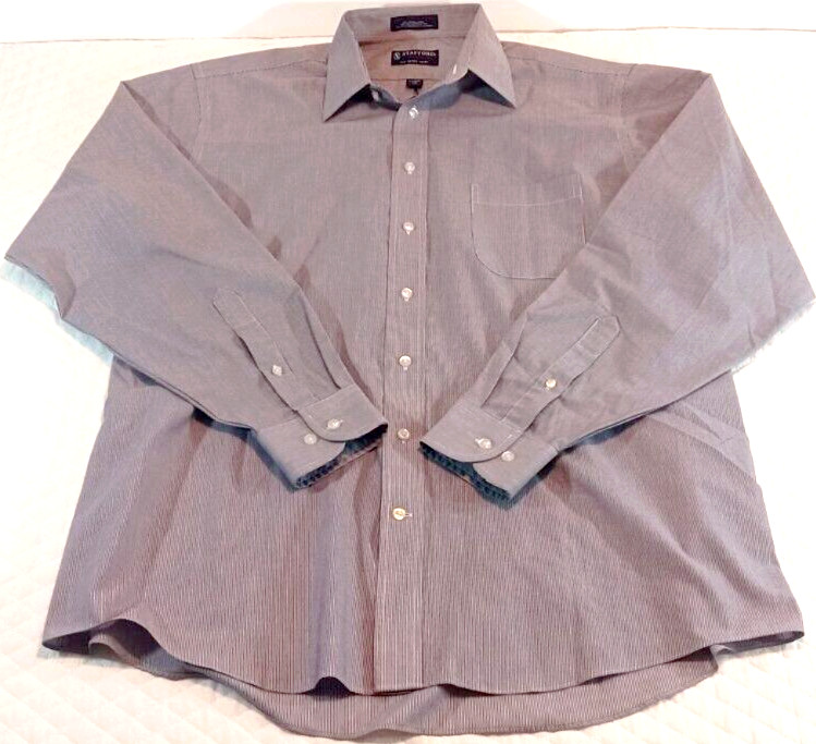 Stafford Men’s XL Shirt Striped Broadcloth Long Sleeve Button Up Multicolor