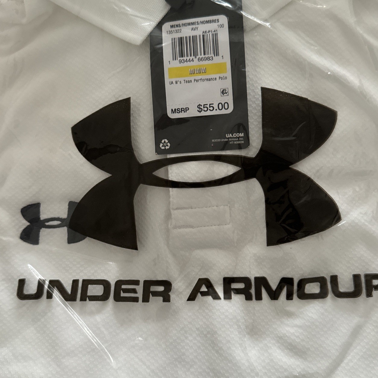Under Armour UA Performance Team Golf Polo Medium 1351322 White Color