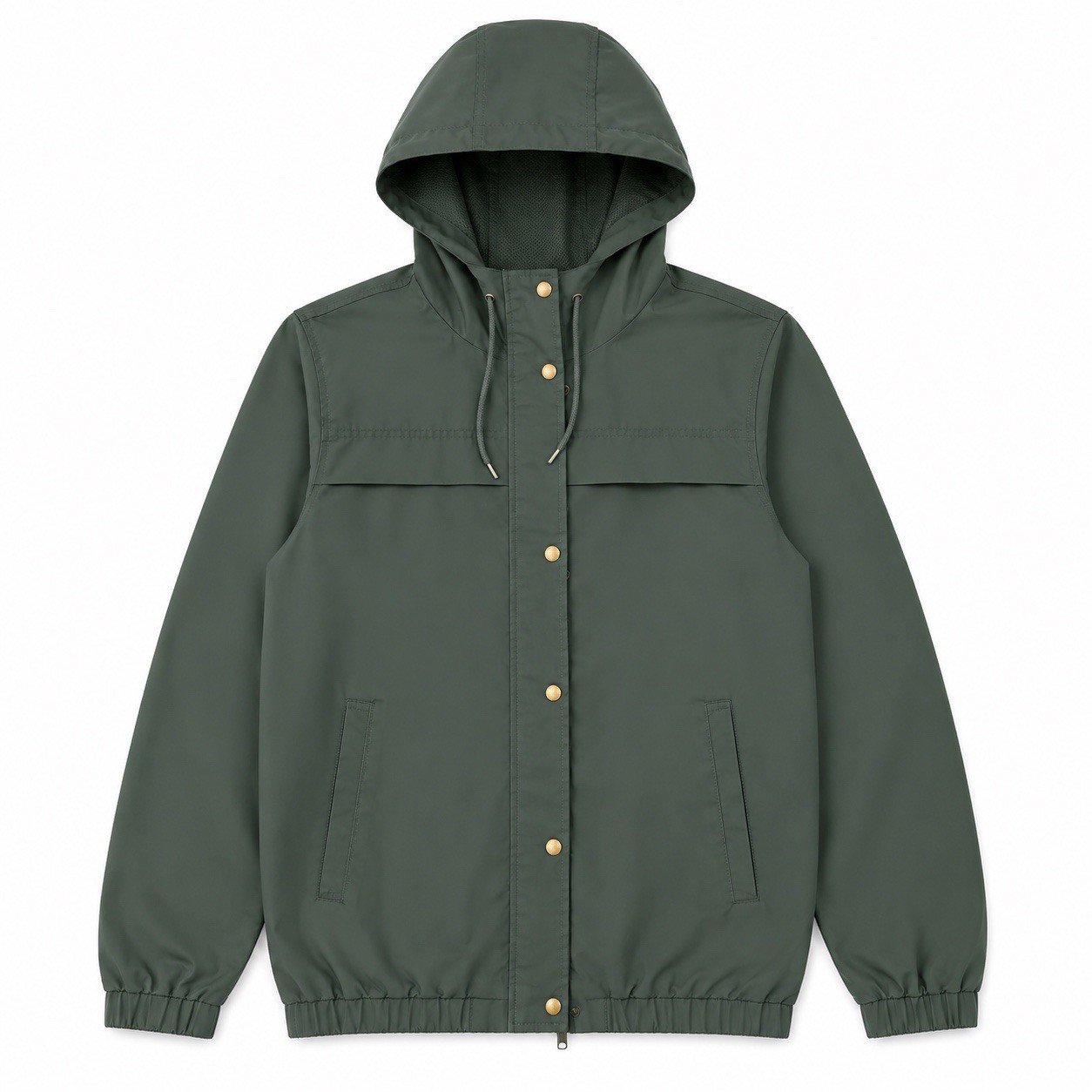 Volcom Hooded Windbreaker Jacket Men’s XL Green Mesh Lined Full Zip Snap Front