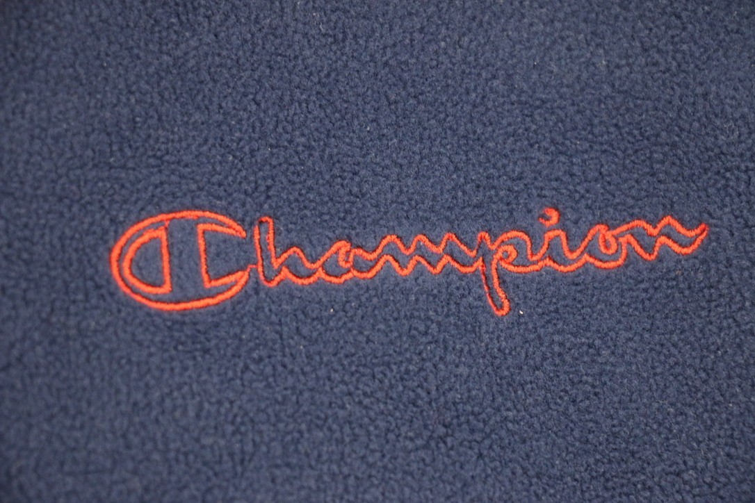 Champion Mens Size Small Fleece Quarter Snap Pullover Sweatshirt Navy Blue Red
