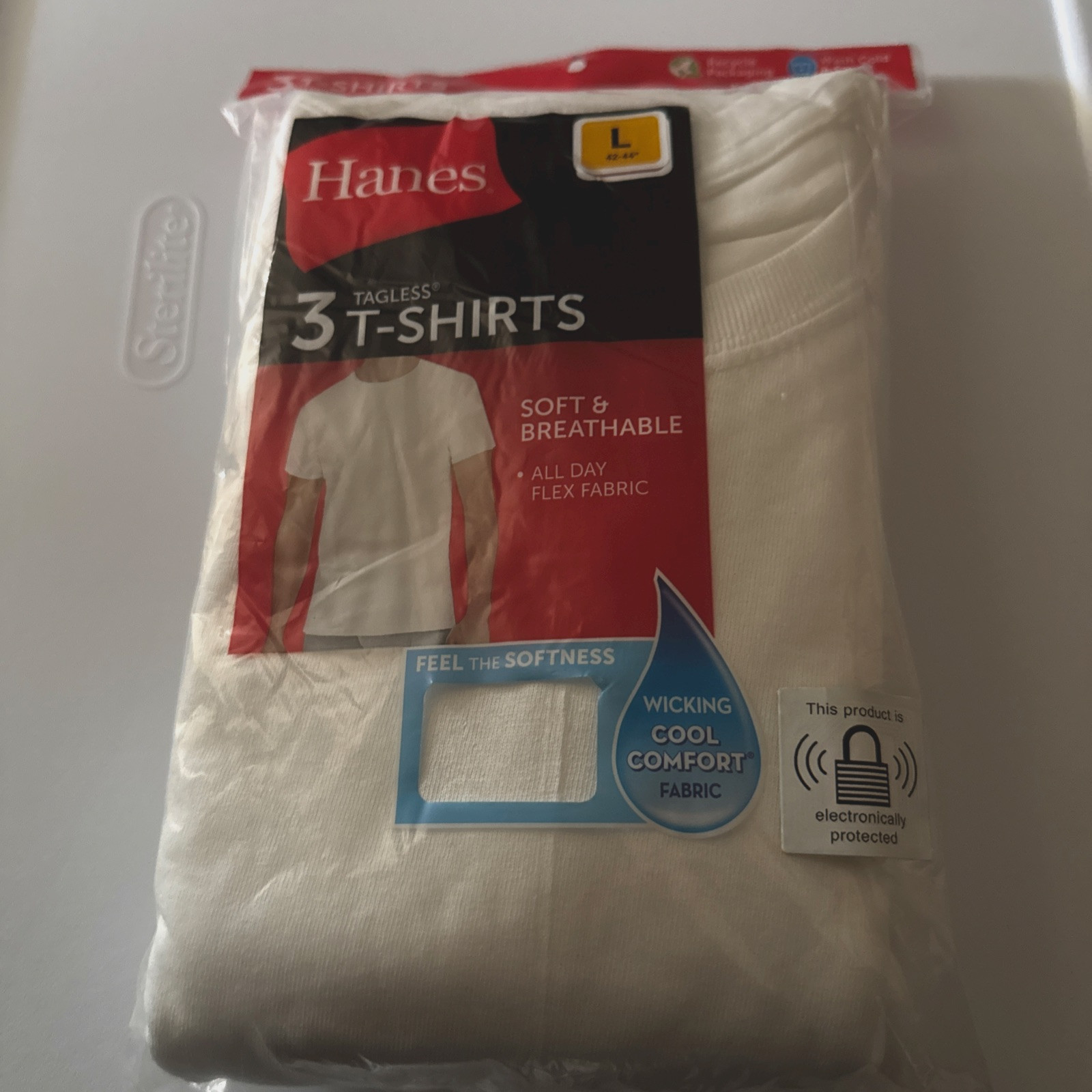 Hanes ComfortSoft 2135 Crewneck Tagless Men’s T-shirt L 3 Pack- White