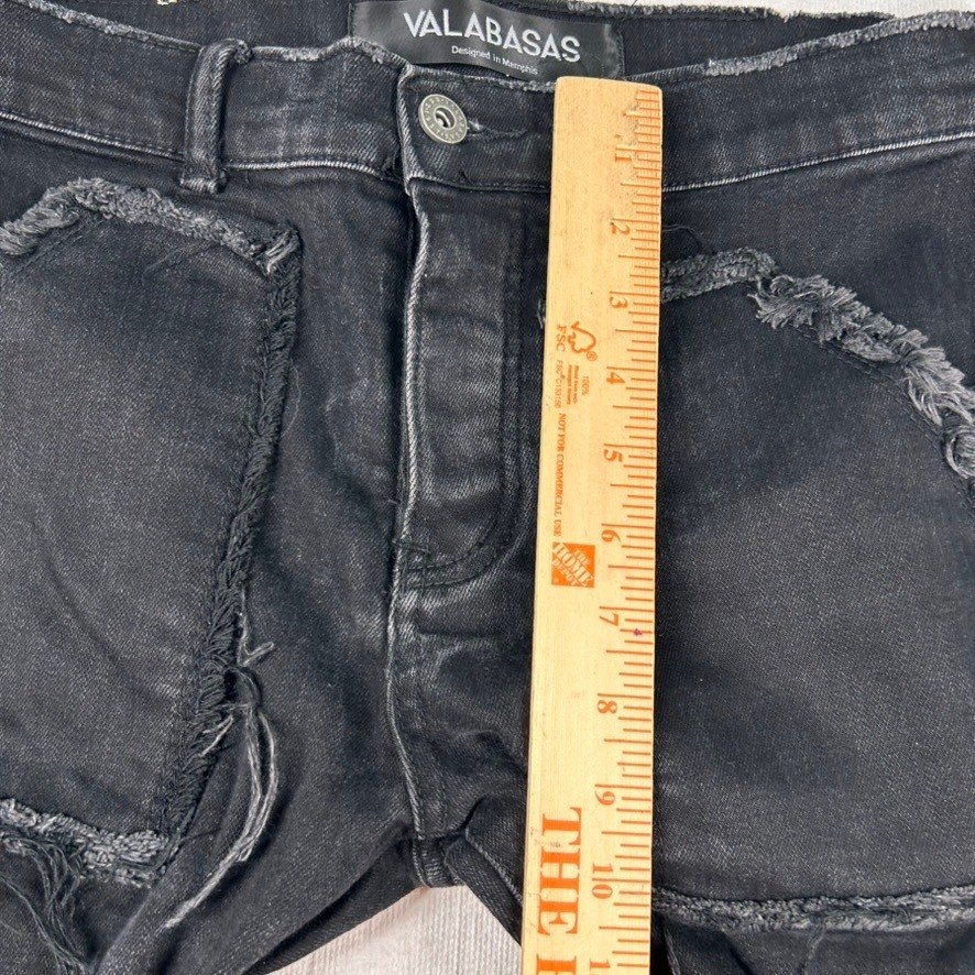 Valabasas Jeans Mens 32×34 Stacked Flare Distressed Raw Edge Patch Slim Bootcut