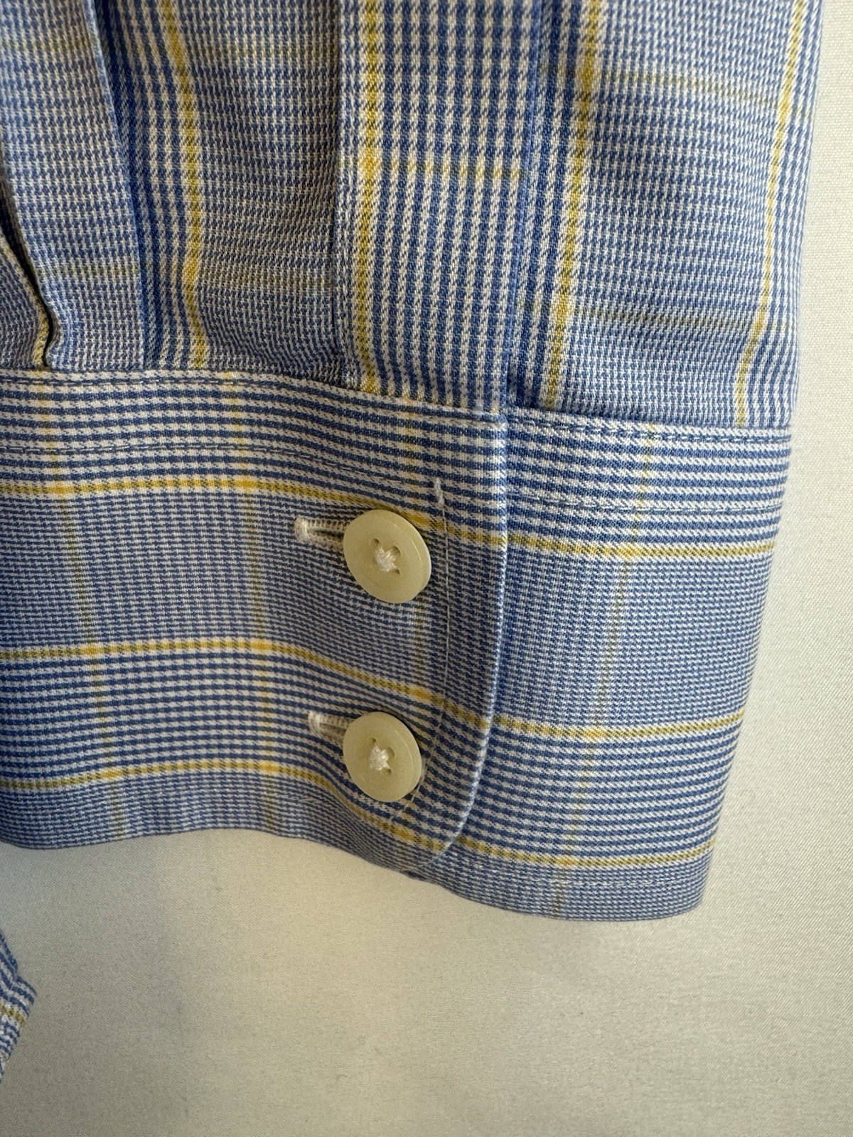 Charles Tyrwhitt Non-Iron Slim Fit Blue/Yellow Plaid Cotton Dress Shirt 15 33