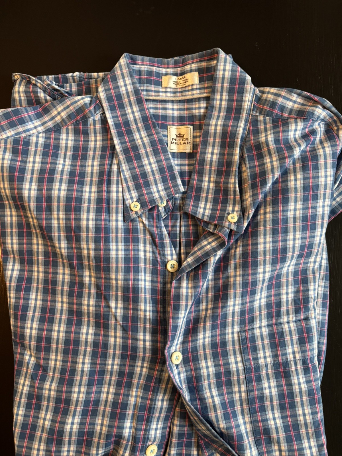 Lot of 3 Peter Millar Mens Large Plaid Button Down Shirt