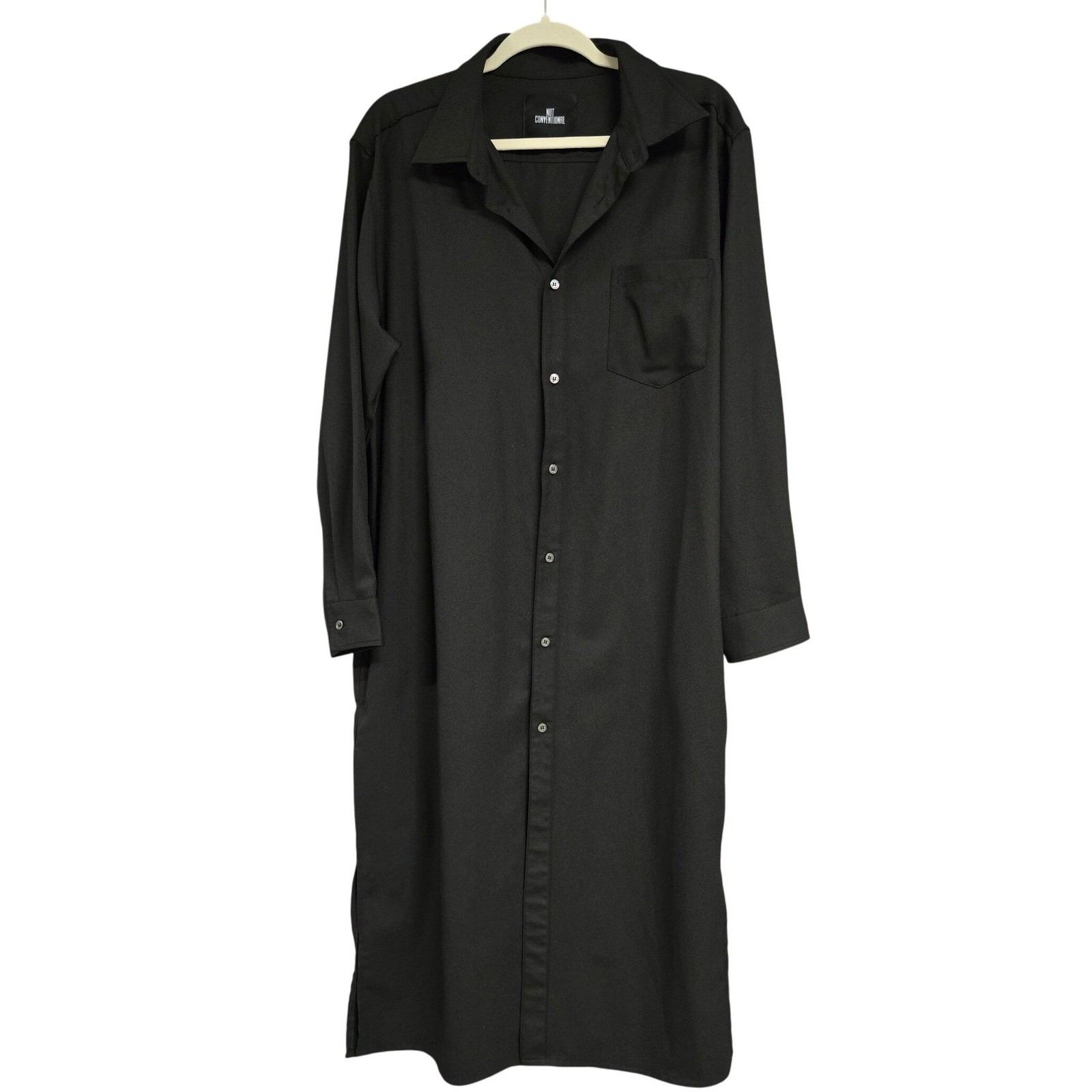 Not Conventional Longline Button Down Shirt Dress Black Unisex Free Size Japan
