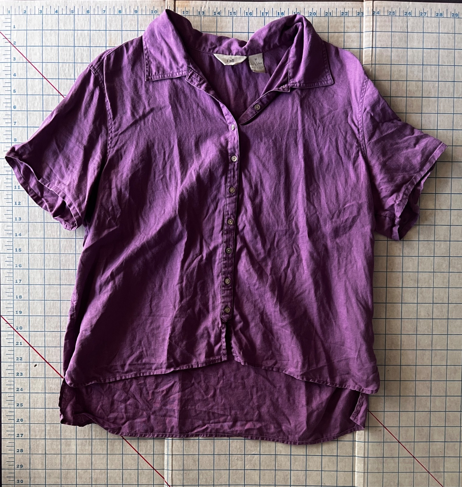 Purple Linen Lightweight Short Sleeve Button-up Shirt J. Jill