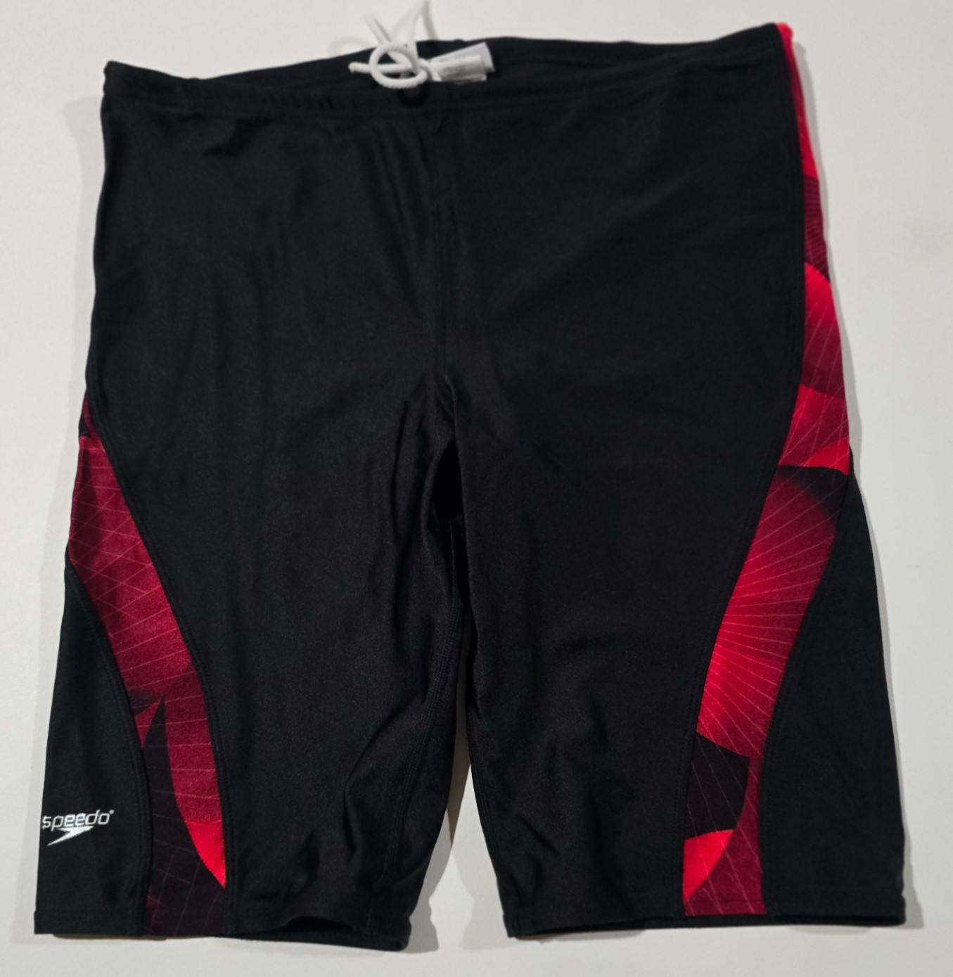 Speedo Swim Jammers Mens 38 Black with Red Panels Nylon/Lycra
