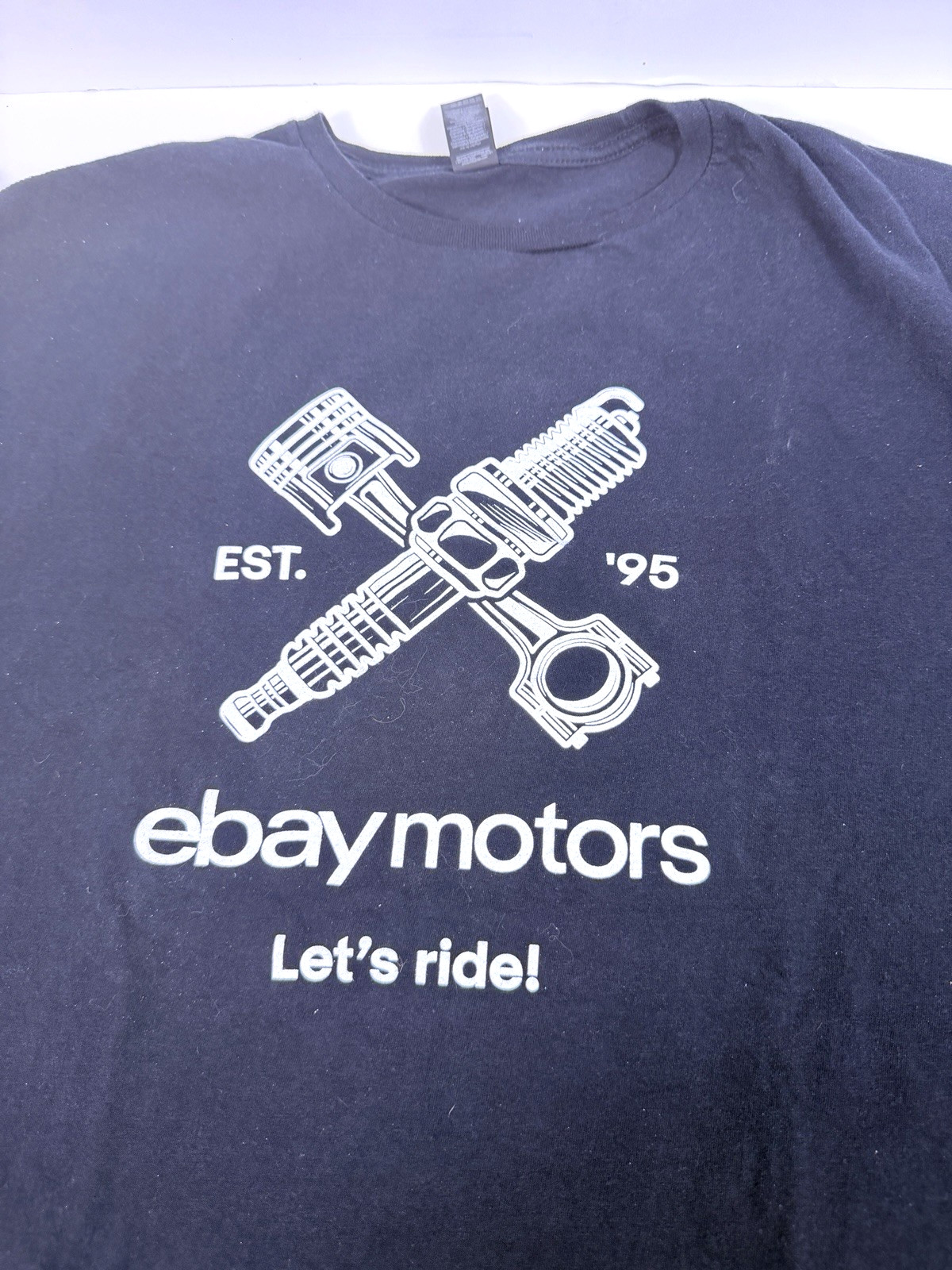 eBay Motors Let’s Ride T-Shirt, X-Large Spark Plug Piston Graphic, Black New