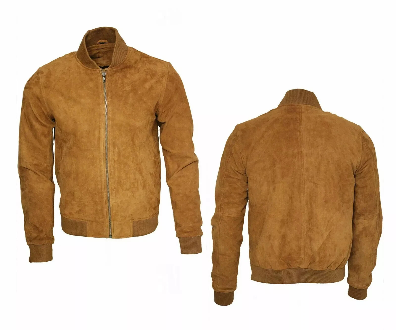 Men’s western American Retro Tan Goat Brown Suede Leather Bomber Varsity Jacket