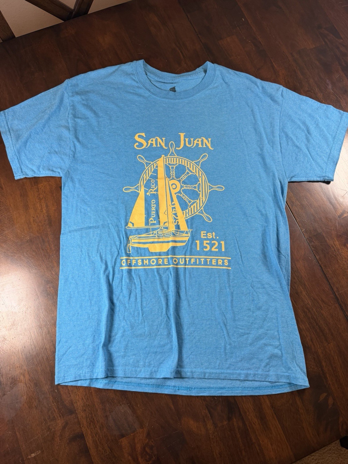 Hanes Cool Dri Blue San Juan Puerto Rico Graphic Men’s Crew Neck T-Shirt XL