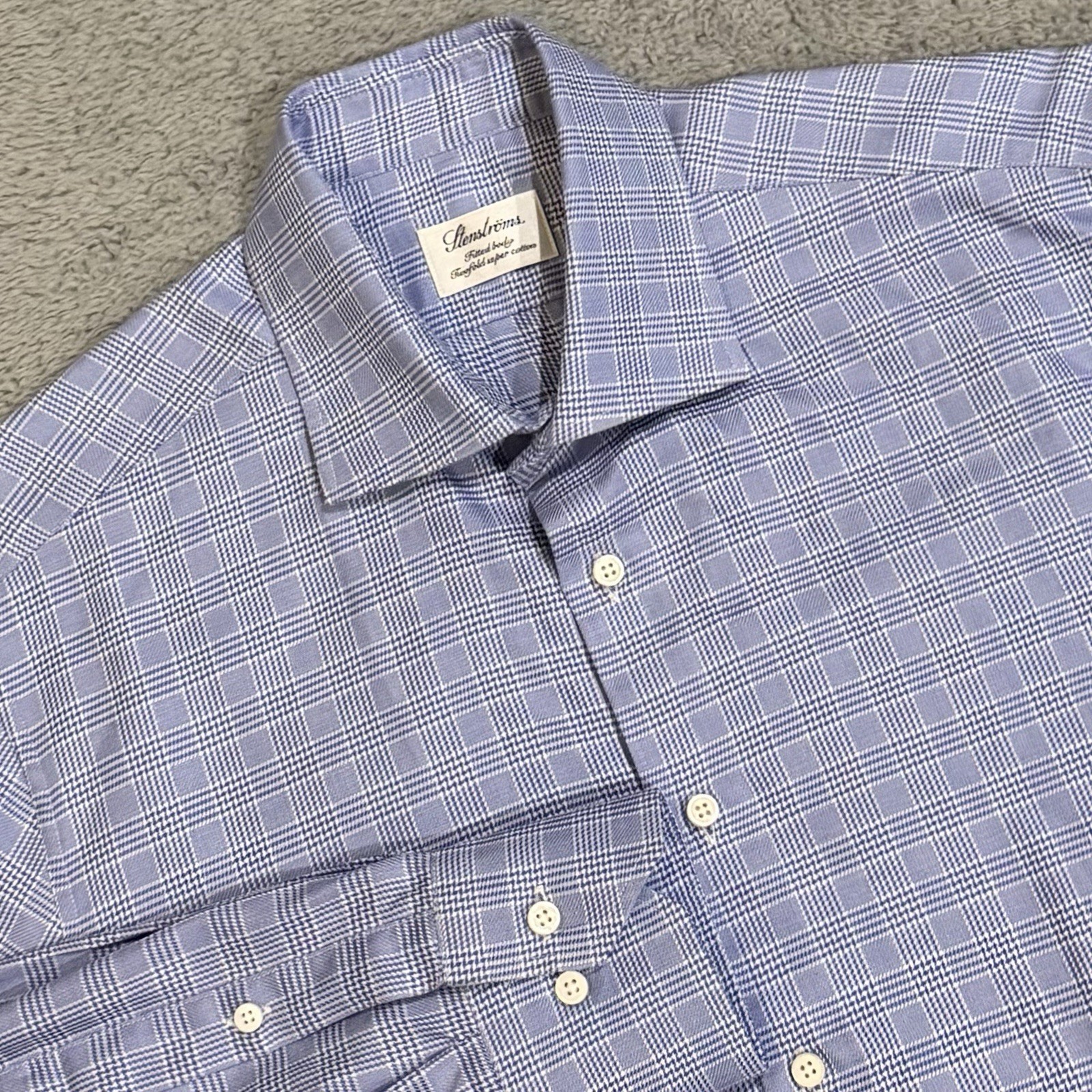 Stenstroms 40 Cutaway Collar Micro Houndstooth Twofold Super Cotton Dress Shirt