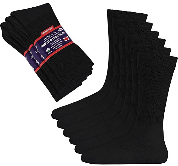 3 6 12 Pairs Men Women Circulatory Health Diabetic Crew Socks 9-11 10-13 13-15