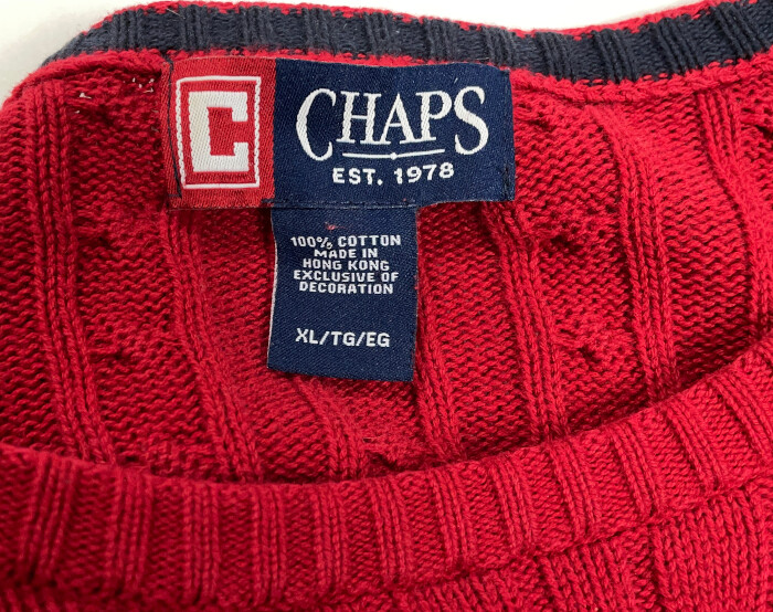 VTG 90s Red Cable Knit Pullover Sweater Adult XL Cotton Preppy Retro Streetwear