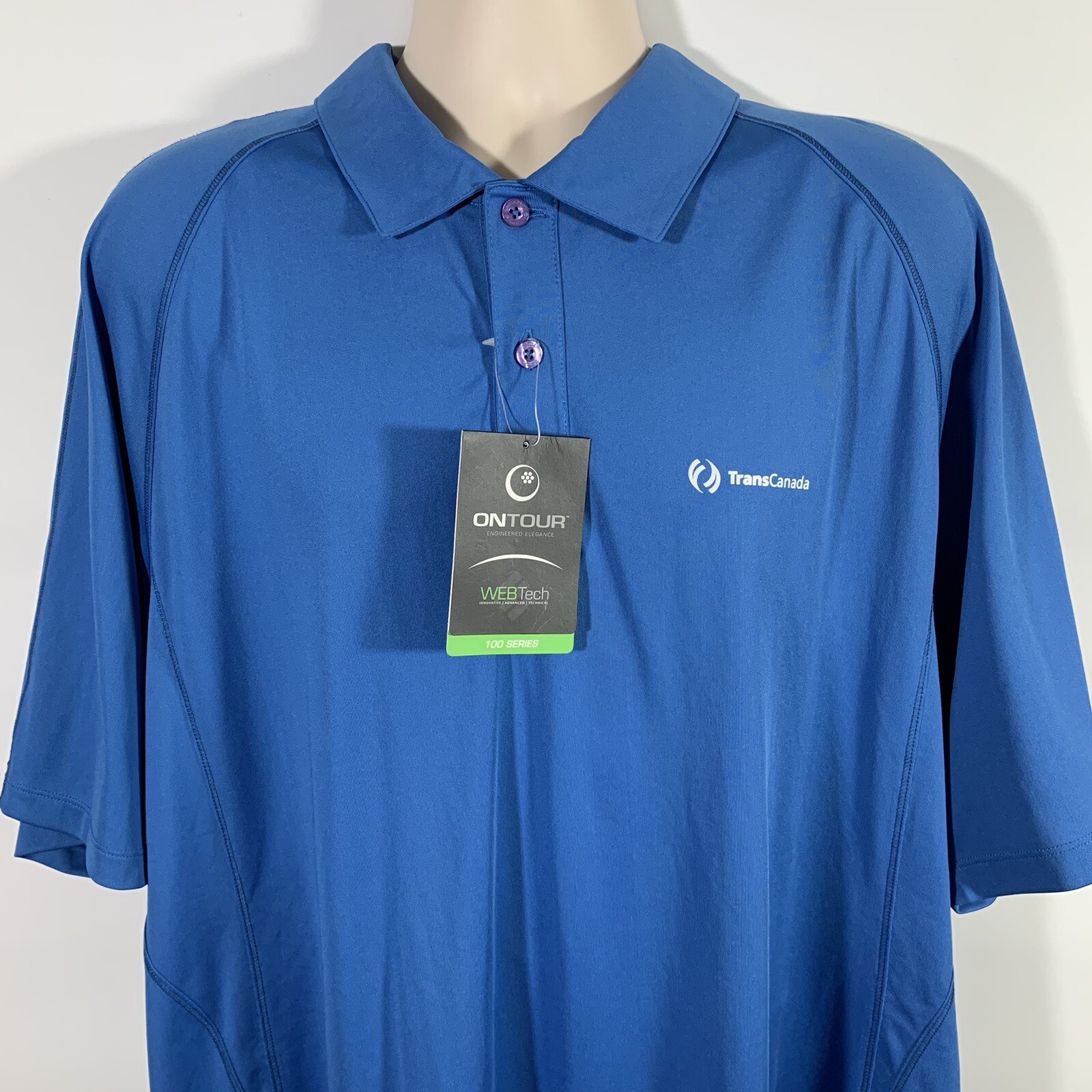 NWT OnTour TRANSCANADA Men’s 3XL Short Sleeve Blue Polo Golf Shirt, TC Energy